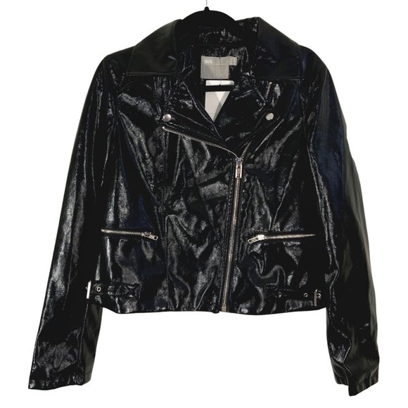 ASOS Jackets & Blazers - NWT ASOS Shiny Vinyl Black Moto Jacket